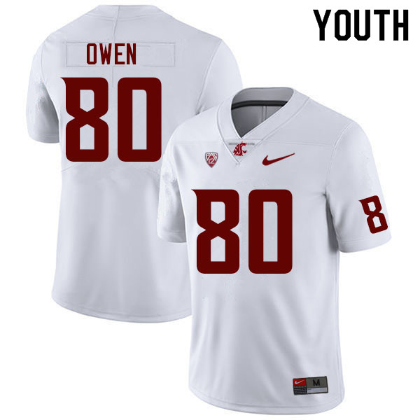 Youth #80 Drake Owen Washington State Cougars College Football Jerseys Sale-White - Click Image to Close